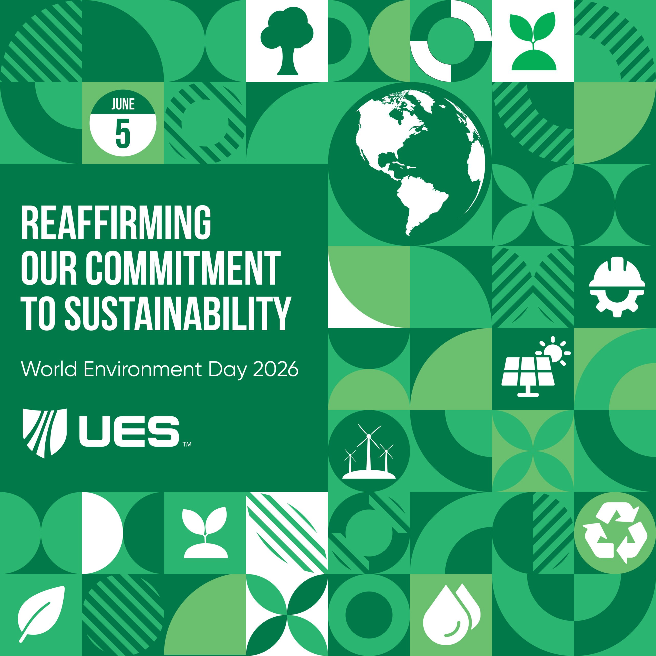 Environment_Day_Pattern_1 | UES Green collage banner for World Environment Day 2026 showing a globe, leaves, and sustainability icons.
